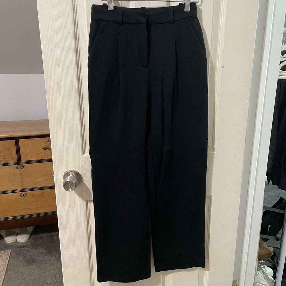 J Crew high rise pleated black trousers